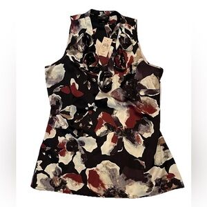 Ann Taylor Sleeveless Blouse Roses Multicolor 0P